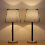 HAITRAL Set of 2 Wooden Table Lamps - Modern Bedside Lamps with