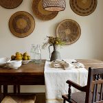 Beautifully arranged African baskets in the dining room