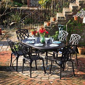 Lazy Susan Furniture - June 150 x 95 cm Oval 6 Seater Cast Aluminium Garden  Set