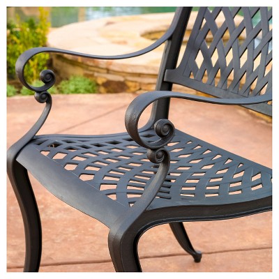 Hallandale Set Of 2 Cast Aluminum Patio Chairs - Black Sand - Christopher  Knight Home : Target