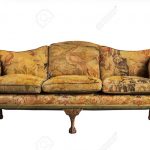 sofa antique sofa settee with old original tapestry upholstery isolated on  white with clip path Stock