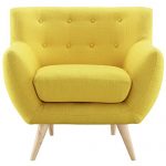 Modern Contemporary Armchair, Yellow Fabric