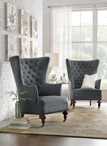 Uniquely shaped chairs are a perfect home accent. Traveller Location Winged  Armchair, Tufted