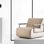 Upholstered modular fabric armchair GIN | Armchair