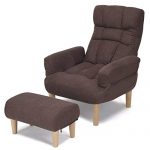 Giantex Lazy Sofa Chair with Footstool Living Room Armchair Adjustable  Backrest Headrest Wood Legs Padded Seat