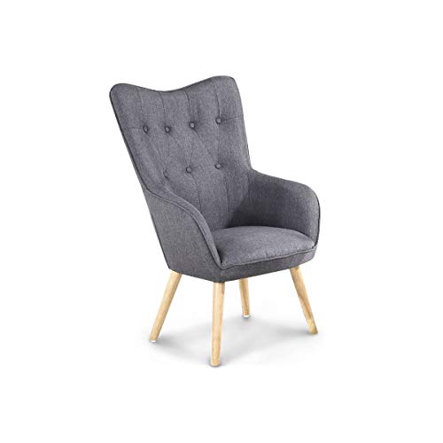 Style In Design Alton Modern Occasional Accent Buttoned Back Chair- Silver  Crushed Velvet, Charcoal
