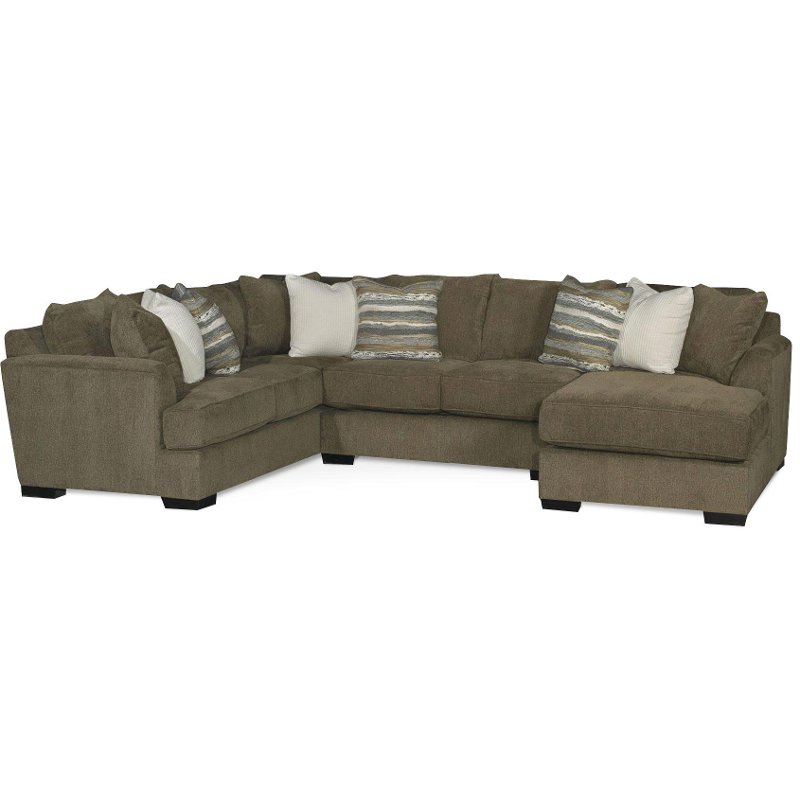 Brown 3 Piece Armless Loveseat Sectional Sofa with RAF Chaise - Tranquility  | RC Willey Furniture Store