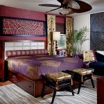 View in gallery Gold coupled with majestic purple in the bedroom