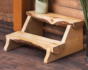Aspen Half Log Stepping Stool For Home Furniture Ideas With Wood Flooring