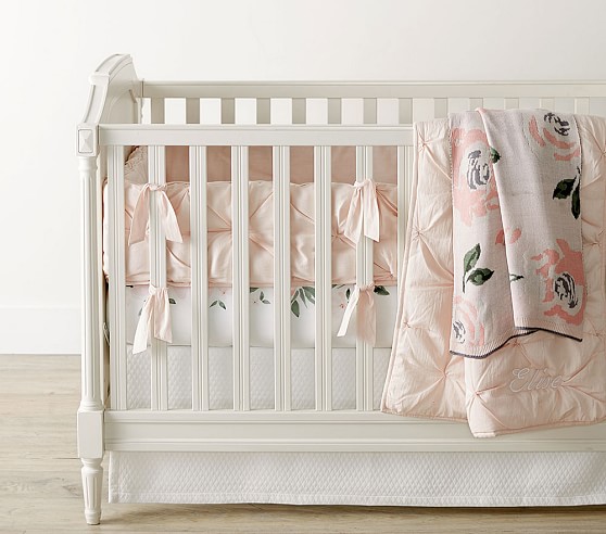 Baby bedding set for girl blush. Braided
  crib bumper