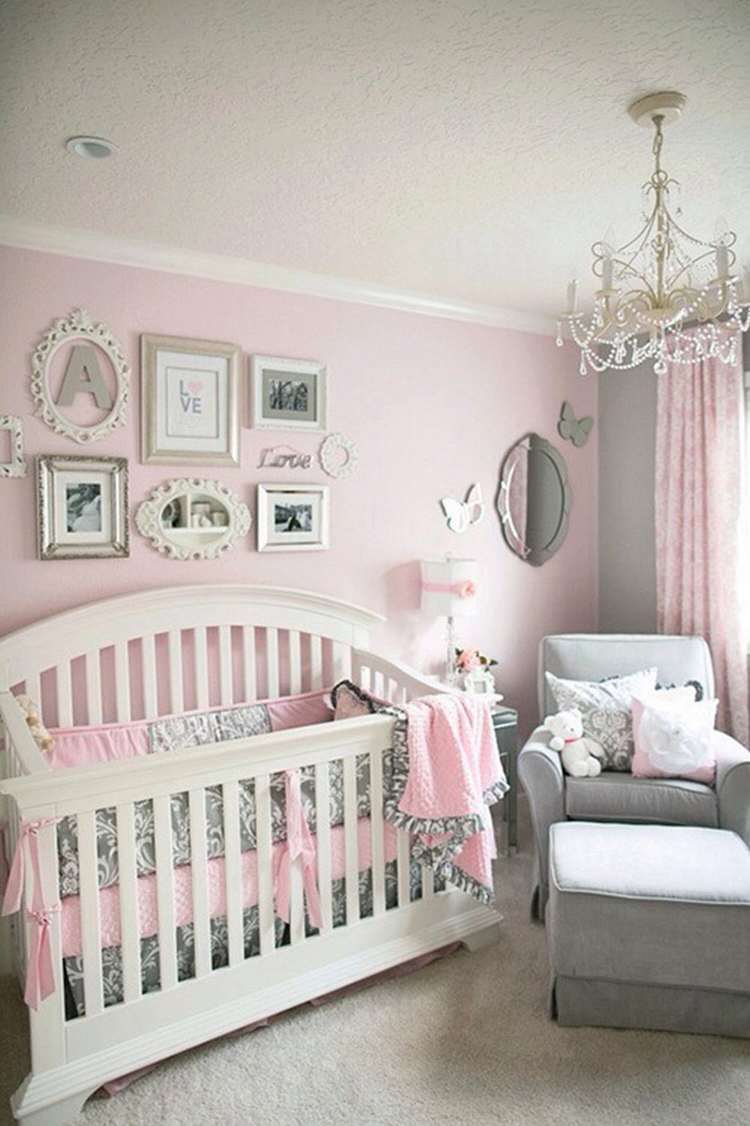 I love this room. Pink And Grey Nursery Baby Girl, Nursery Ideas Girl Grey