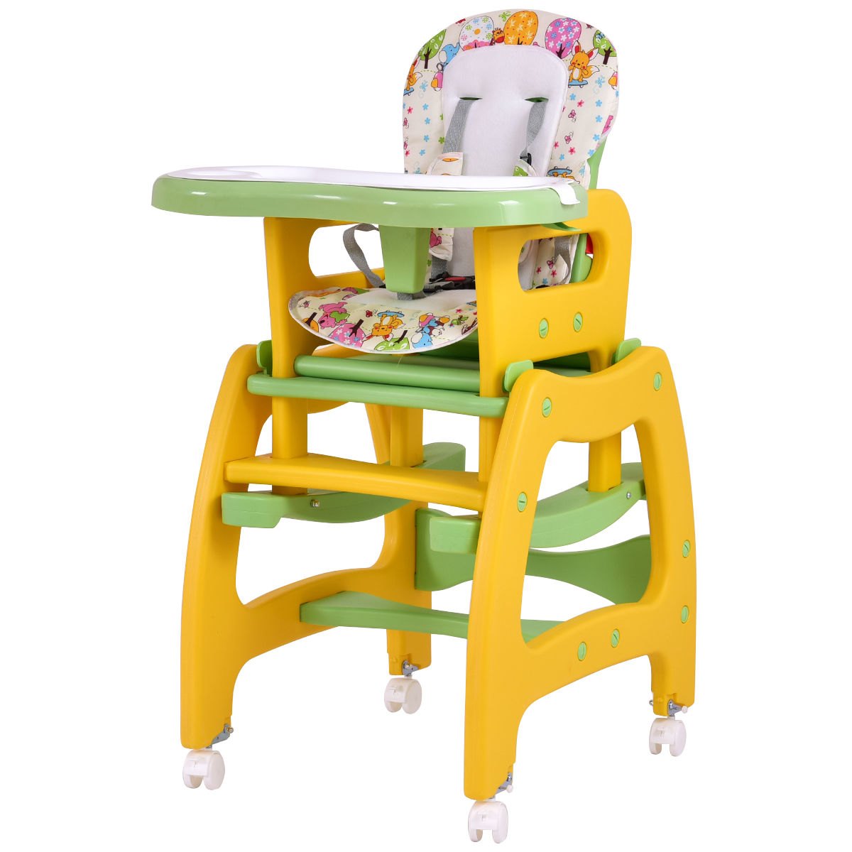 Costway 3 in 1 Baby High Chair Convertible Play Table Seat Booster Toddler  Feeding Tray 0