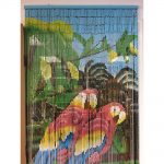 Tropical Parrot Print Beaded Bamboo Curtain