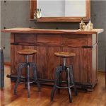 Wood Bar with Iron Footrest