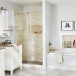 Master bathroom tub makeover with tile wall niche and paneling