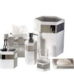 Traveller Location: Creative Scents Quilted Mirror Bathroom Accessories Set, 6  Piece Bath Set Collection Features Soap Dispenser, Toothbrush Holder,  Tumbler,