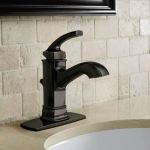 Single handle bathroom sink faucets with deck plate