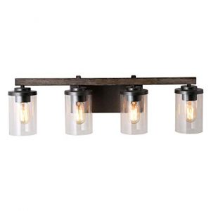 LALUZ 4-Light Rustic Vanity Lighting Bathroom Wall Light with Clear