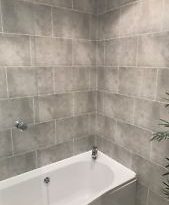 Cutline Grey Tile Effect Bathroom Wall Panels PVC Shower Wet Wall Cladding