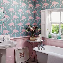 As bathrooms are usually one of the smallest rooms, they are the perfect  place to try something bold and express yourself. One wall of something  wild,