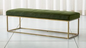 Channel Dark Green Velvet Bench