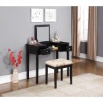 Linon Home Decor Black Bedroom Vanity Table with Butterfly  Bench-98135BLKX-01-KD-U - The Home Depot