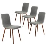 Coavas Set of 4 Kitchen Dining Chairs Fabric Cushion Side Chairs with  Sturdy Metal Legs for Home Kitchen Living Room, Grey …