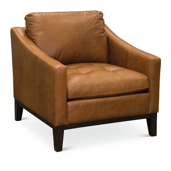 Mid-Century Modern Chestnut Brown Leather Chair - Monza