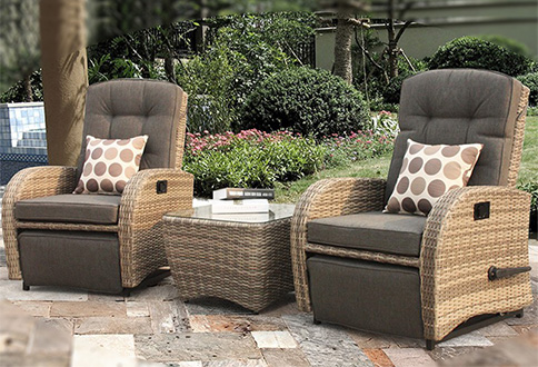 Extra cushions are also included in these patio sets. The modular style  provides flexibility to use as a set or individual pieces.