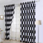 Elegant Black And Grey Plaid Curtains For Living Room Bedroom Pertaining To White  Drapes Decorations