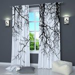 Black And White Curtains by Factory4me Black Branches. Window Curtain Set  of 2 Panels Each