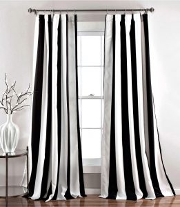 black and white striped curtains