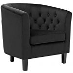 Modway Prospect Upholstered Velvet Contemporary Modern Accent Arm Chair  Black