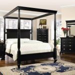 St Regis Canopy Bed Distressed Black Finish Bedroom Furniture Set