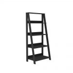 Walker Edison Furniture Company 55 in. Wood Ladder Bookshelf - Black