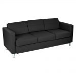 OSP Home Furnishings Pacific Dillon Black Vinyl Sofa Couch with Box Spring  Seats and Silver Color Legs-PAC53-R107 - The Home Depot