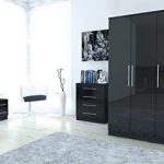 Toronto Caspian Black or White High Gloss Bedroom Furniture Complete 3  Piece Set or seperate 3
