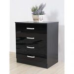 Fairpak Gladini High Gloss 4 Drawer Chest - Bedroom Furniture (Black)