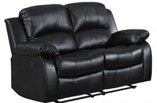 Image Unavailable. Image not available for. Color: Homelegance Double Reclining  Loveseat, Black Bonded Leather