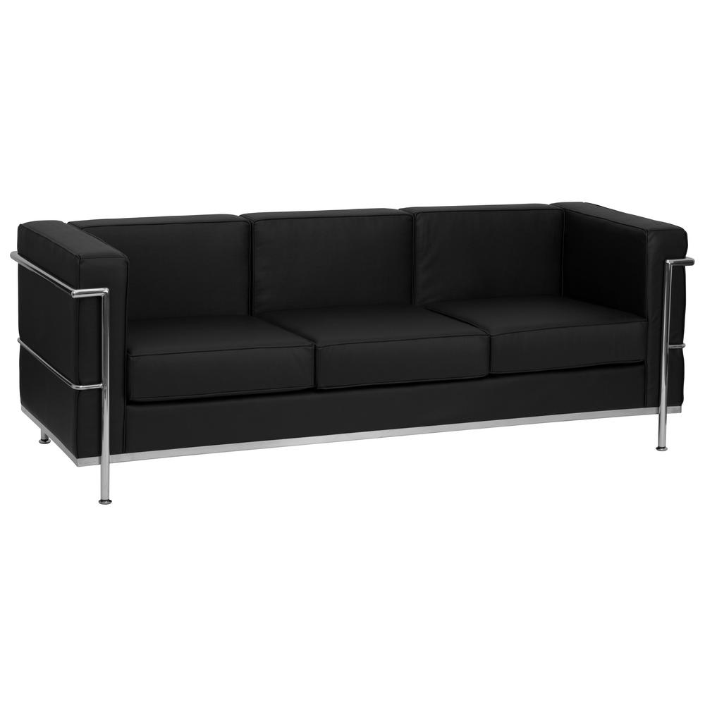 Flash Furniture Hercules Regal Series Contemporary Black Leather Sofa with  Encasing Frame