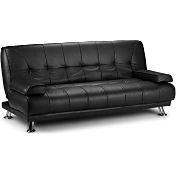 D & G Sofas VENICE CLICK CLACK FAUX LEATHER SOFA BED - BLACK, BROWN AND