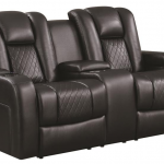 Delangelo Black Power Reclining Loveseat with Receptacles 602302P