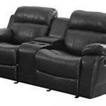 Traveller Location: Homelegance Marille Reclining Loveseat w/ Center Console Cup  Holder, Black Bonded Leather: Kitchen & Dining