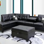 Black Faux Leather Sectional | 8077801 - Black | Sectional Sofas | Price  Busters Furniture