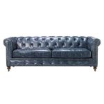 Home Decorators Collection Gordon Blue Leather Sofa-0849400310 - The Home  Depot