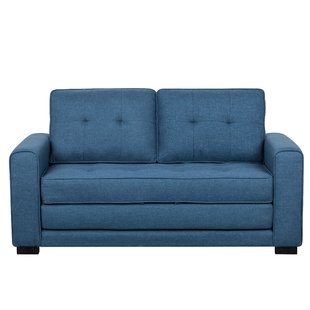 Blue Leather Loveseat Sofa Bed