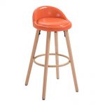 Traveller Location : Bar Stools High Counter Breakfast Chair Seat Wood Legs Orange Stools  Breakfast Kitchen Bar Home Counter Faux Leather Kitchen Stools Padded Seat