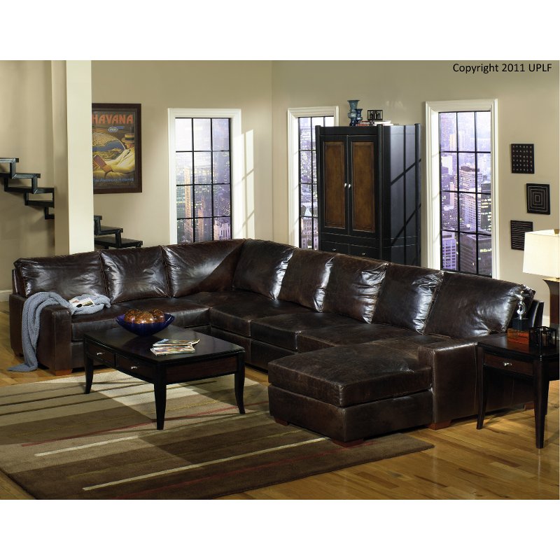 Contemporary Brown Leather 4 Piece Sectional Sofa - Mayfair | RC Willey  Furniture Store