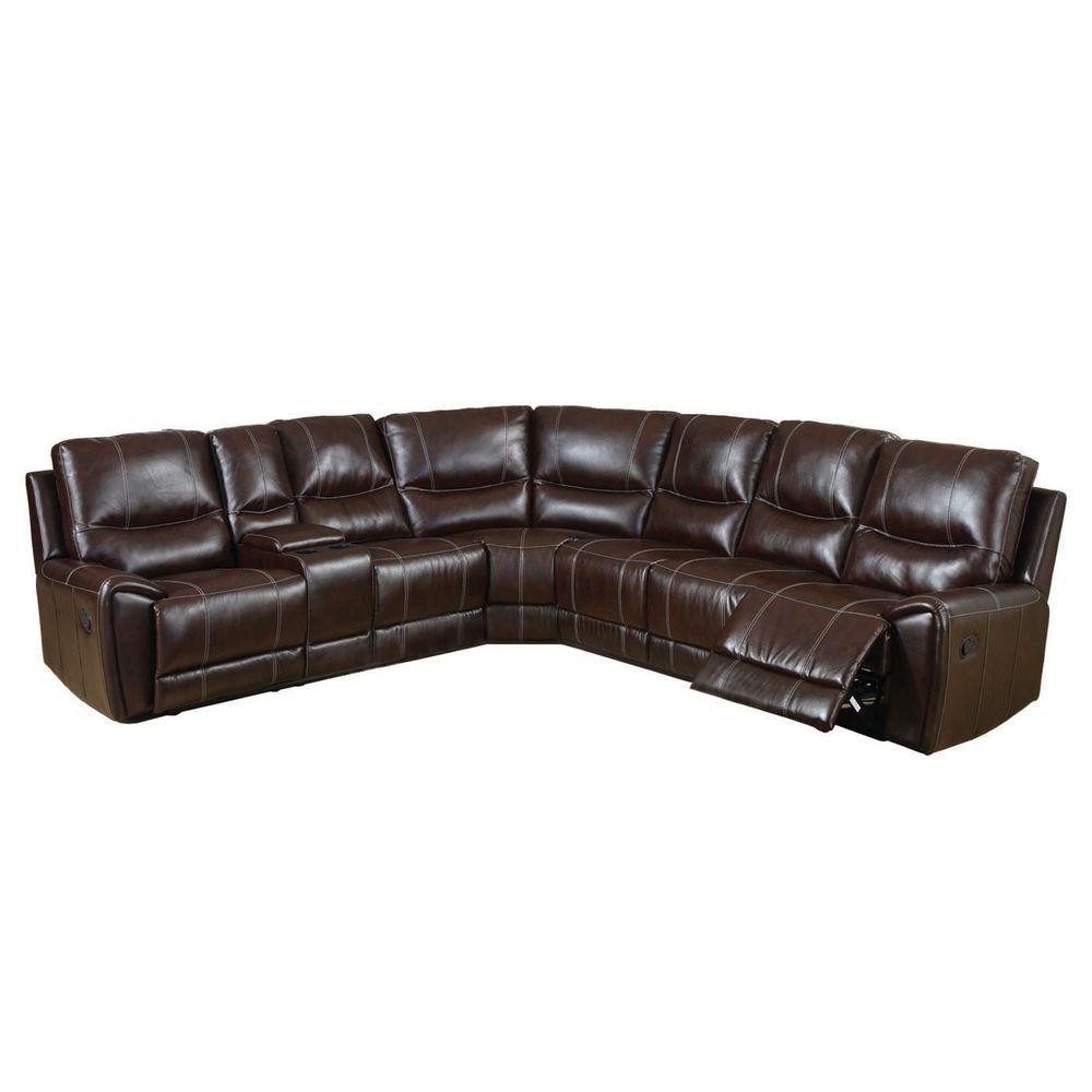 Furniture of America Keystone Brown Bonded Leather Sectional-CM6559 - The  Home Depot