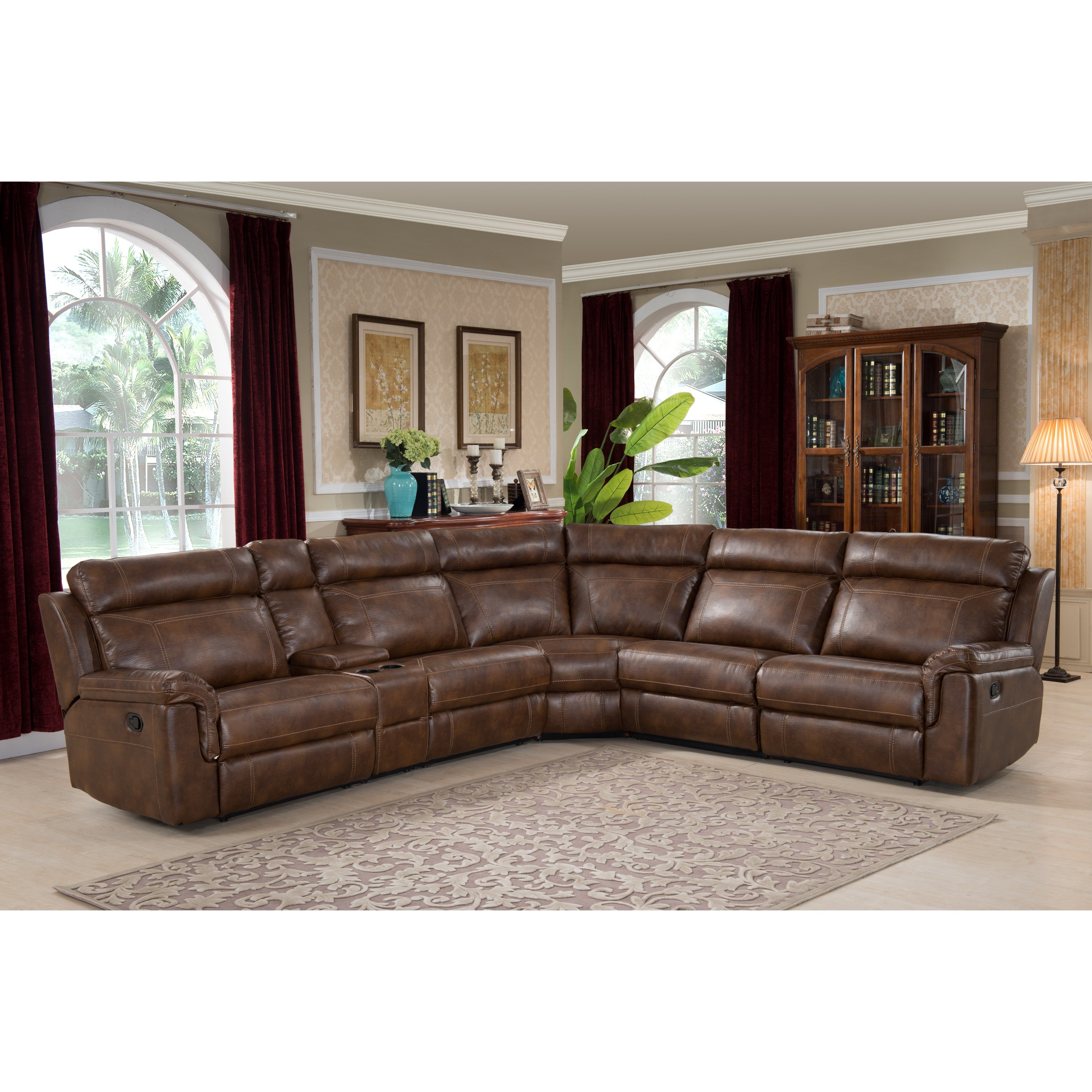 Nicole Reclining Brown Leather Sectional Sofa